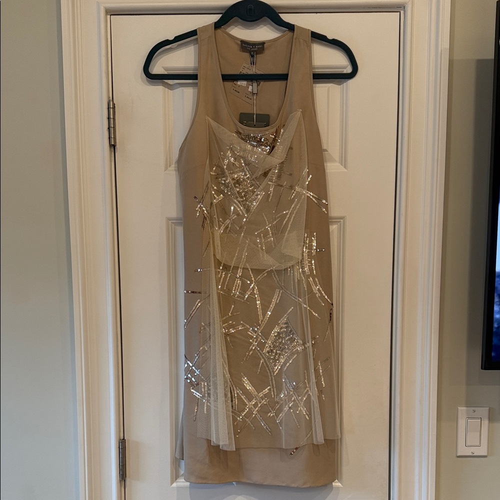 Sachin + Babi Latte Sequined Luciana Dress - Size 6